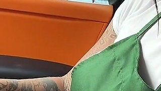 Horny Tattooed Barista Eats Teddy Tarantino's Cock in the Car on Her Break