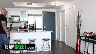 Teamskeet - red haired milf caught luxurious beauty all bound up in her bed prepared for some lesbo bondage