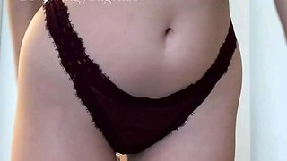 Busty curly brunette with big boobs fucks on couch