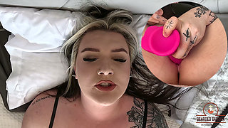 Tattooed BBW Solo Masturbation Georgie Winters Wand and Dildo Real Orgasm in Split Screen Closeup 4K