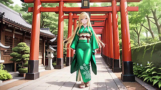 Lazy Japanese Corridor Morning, She Breathes Heavy Touching Her Chest with a Hazy Gaze Waiting for Your Touch