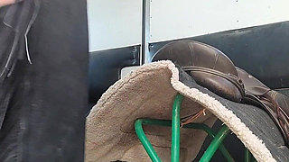 Redhead Cowgirl Rides Dildo on Saddle Anal Nude in Chaps