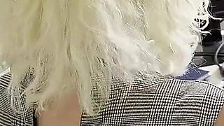 Doing My Secretary Video in My Little Dress Suit with Tight and Gold Heels