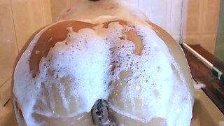 Pink vulva close up of sensual brunette getting kinky