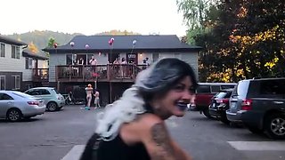Amateur coeds voyeur fucking in public place