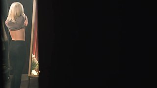 Blonde small tiddied girl getting her pussy fucked real hard on the couch