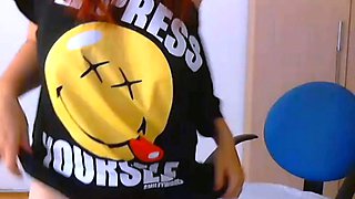 Redhead Amateur Webcam Girl With Big Tits Masturbates