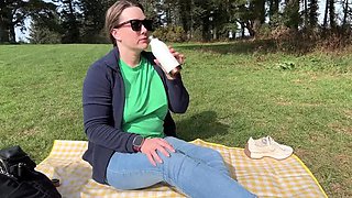 Emma Voyeur's Public Park Picnic Accident - Wet Jeans Pissing Fantasy
