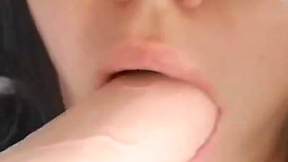 Cute Girl Face Fuck with Dildo