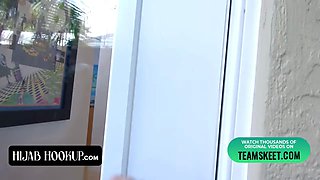 Hijab hookup - adorable arab beauty leaves her trainer to stretch her and work on her climaxes