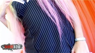 Lesly: Pretty Young Spanish Blonde Lesly Kiss Does a Strip on the Bed