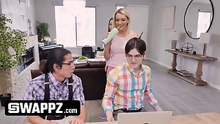 Fit and naughty: teen stepsiblings' living room cum sesh