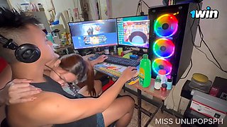 Filipina Stepsis Suck & Swallows Cum While Im Gaming!