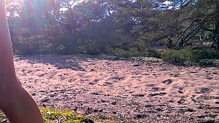 Outdoor sexy solo scene with teenie masturbating