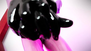 Latex brunette with beautiful lips