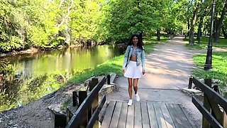 My friend controls my orgasms in public with a toy from