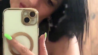 Blue Lace Mirror Tease with My Squirt-stained Mirror