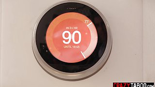 Big breast cougar goes wild on AC repairman