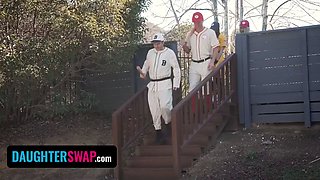 Nice step daughters ceceLia Taylor & Mazy Myers get nasty with a baseball bat - daughterswap
