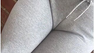 Public Pee Desperation In Tight Grey Pants Stuck Down Alleyway
