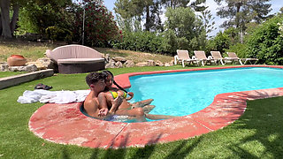 Neighbor Peeking at Us While We Have Sex in the Garden Pool - Yasmina Khan - Brady Bud