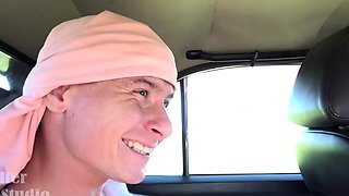 Hot blonde slut uses anal beads before fucking a big cock