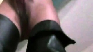 Squirting Through Pantyhose on Webcam