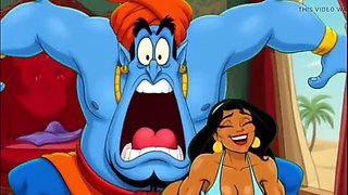 Princess Jasmine pussy rubs magic lamp for hot hentai pleasure - Octopussy cartoon sex parody