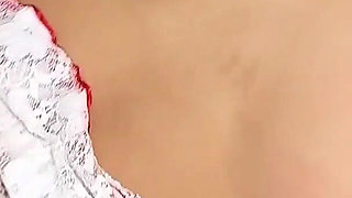 Sexy Brunette Asian in White Lace and Stockings Gets Pounded by Stud