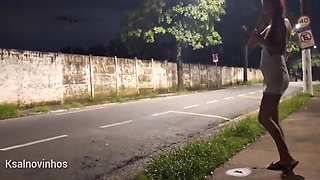 Risky Masturbating At The Bus Stop Next To The Beautiful Stranger!