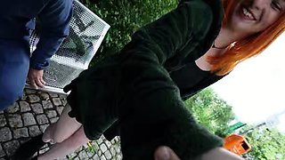 GERMAN SCOUT - Real Fan Fuck MMF Threesome with Redhead Teen