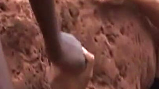 Mature Ebony MILF Takes Multiple Cocks Outdoors