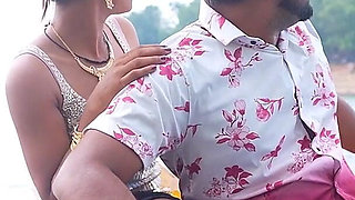 Couple Enjoy in River and Mountain