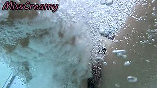 Amateur Teacher Miss Creamy Flashes Pussy at Public Pool & Gets Help Masturbating - Risky Outdoor Sex with People Nearby