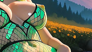 Beautiful Young Elf Woman with Neon Green Pixie Hair in Woodland Hollow