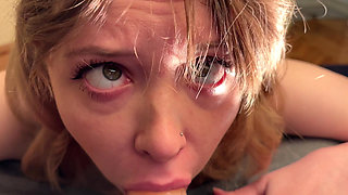 Ahegao POV Blowjob in 4K - Kneeling, Dirty Talk, Eye-crossing Part 2