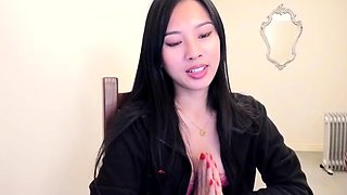Japanese teen An Himeno in black lingerie sucking dick
