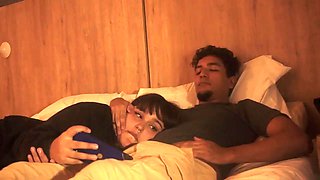 Watching a movie with my step sister ends up eating my penis