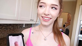 Redhead teen Myra Moans rides cock from behind