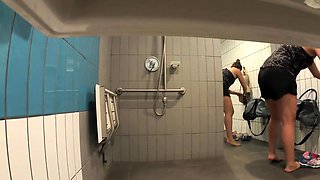 Sexy amateur milf caught naked on hidden shower camera