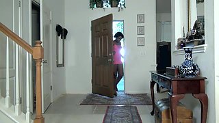 Bobbie Rains strips naked as she comes indoors - WeAreHairy