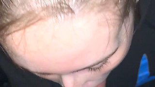 Big tit brunette sucks a big cock blowjob POV