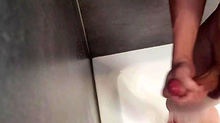 Jerk Off Cumshot in Bathroom