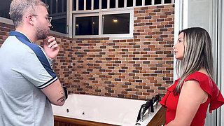 18 Year Old Colombian Blonde Cheats on Her Boyfriend with the Agent of Good Roots of Small Penis, Swallows All His Cum!