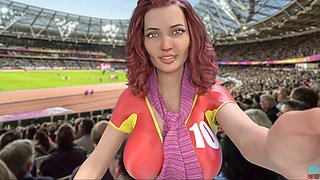 Busty nubile babe in a 3D game, let's dive into the fun