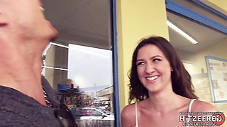 Graceful girlfriend at german outdoor movie