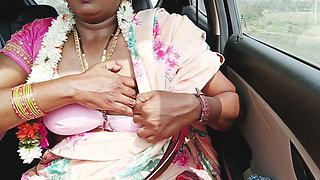 Indian Car Sex Telugu Saree Housewife Car Journey for Fucking with Husbend's Friend. Telugu Dirty Talks.