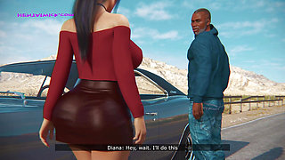 While Husband is Fixing the Car, the Cheating Wife is Sucking the BBC behind the Car - 3D Sex Anime