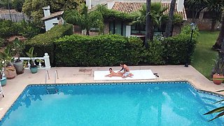 ROMPING STIFF ON THE POOL TERRACE TRU KAIT AND CHRIS DIAMOND