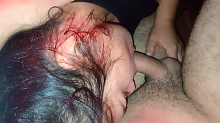 Stepdaughter sneaks under the blanket and wakes me up sucking my dick